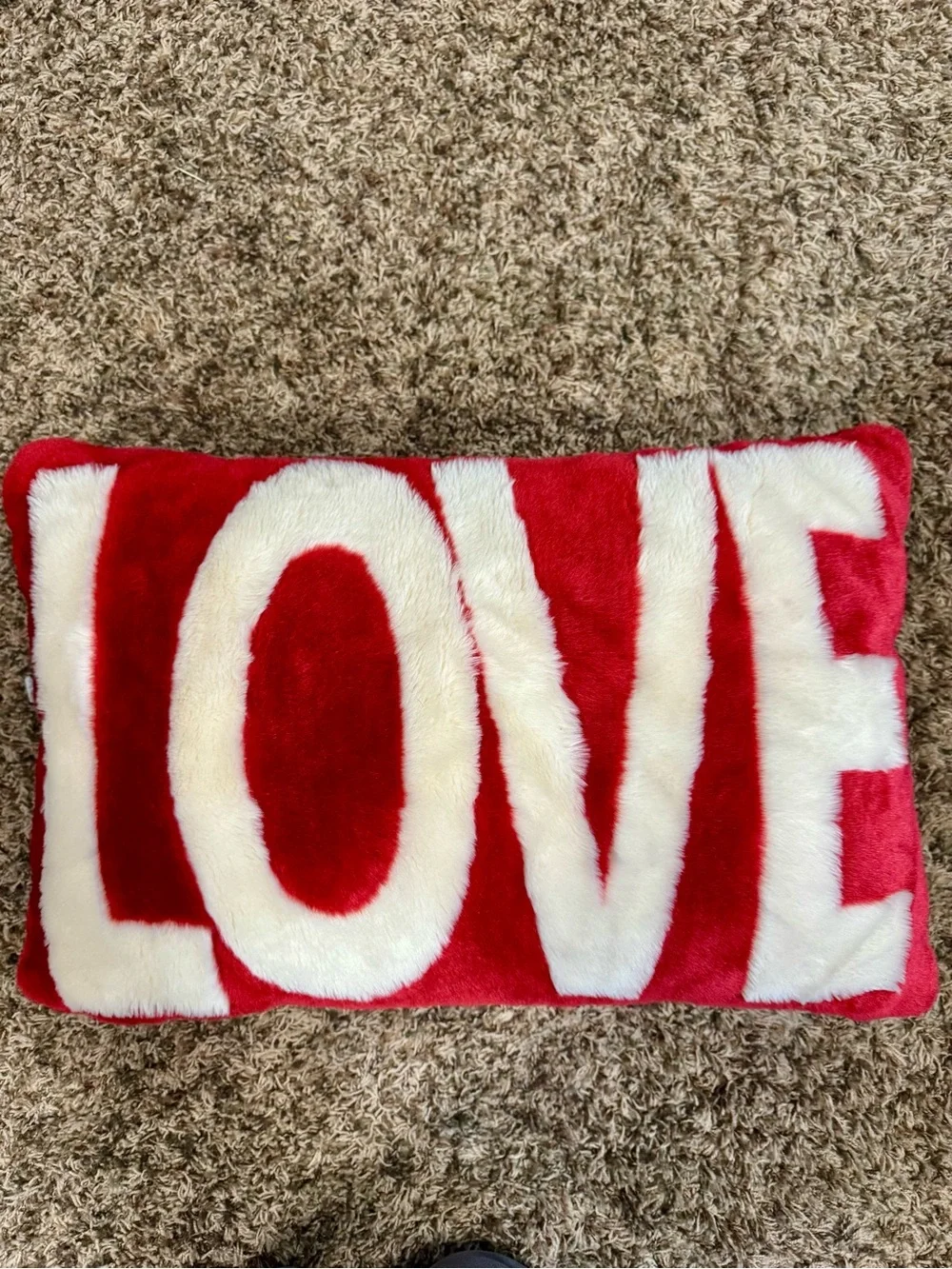 Red and White 'LOVE' Holiday Pillow - Plush Decorative Accent